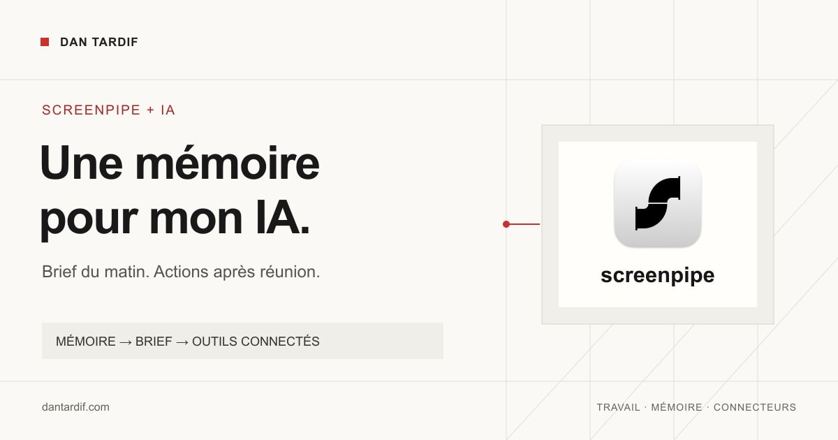 Screenpipe et les connecteurs : de la mémoire du travail aux tâches exécutées. Logo officiel Screenpipe.